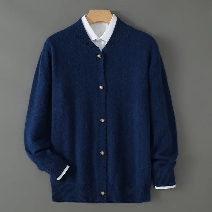 Damen Winterjacke zum Schichten aus feiner Strickware in Marineblau