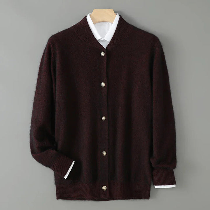 Damen Winterjacke zum Schichten aus feiner Strickware in Weinrot