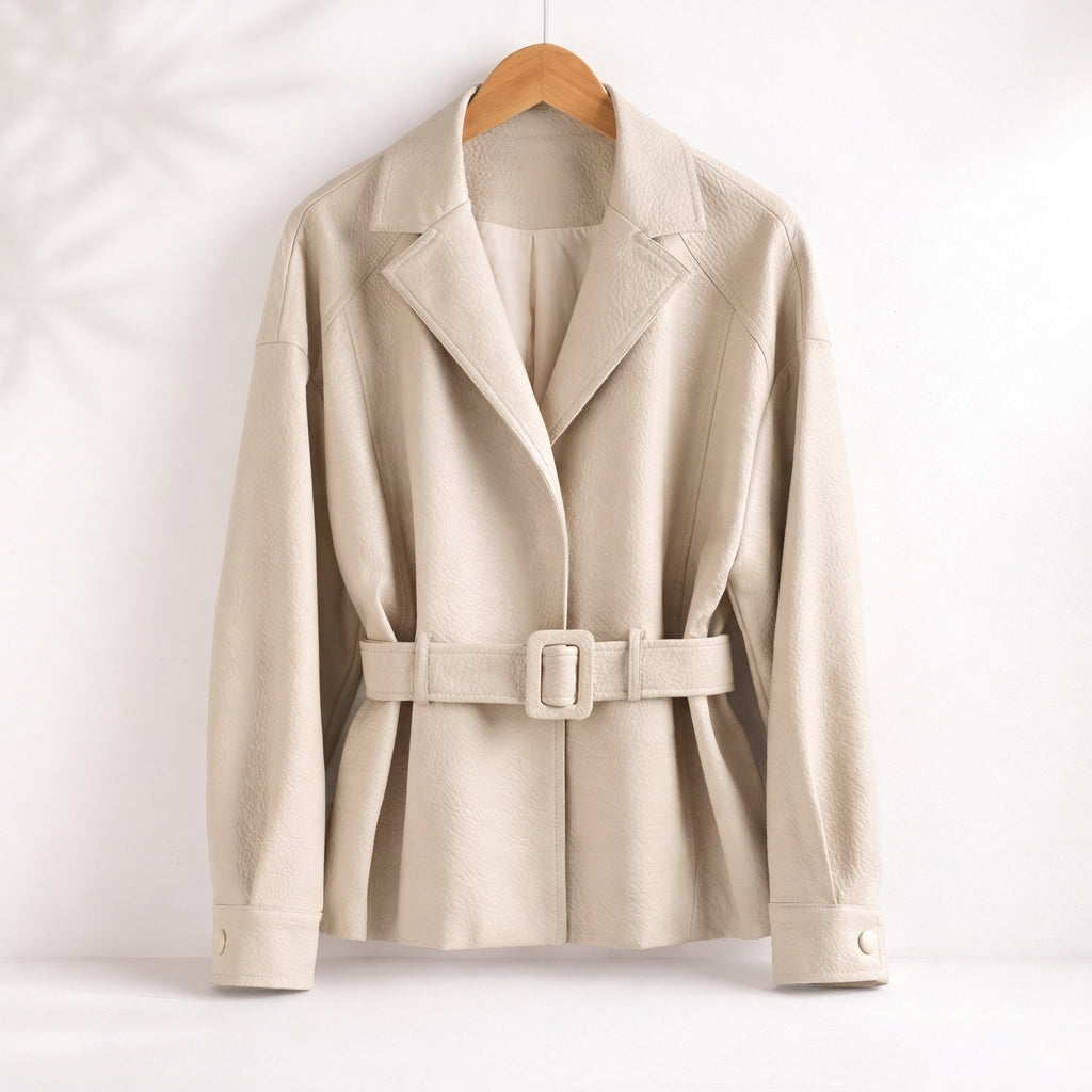 Damen Wintermantel elegant für Büro und Alltag in Creme
