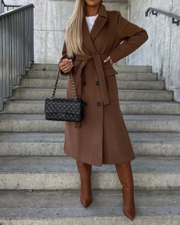 Damen Wintermantel elegant für den Herbst in Braun