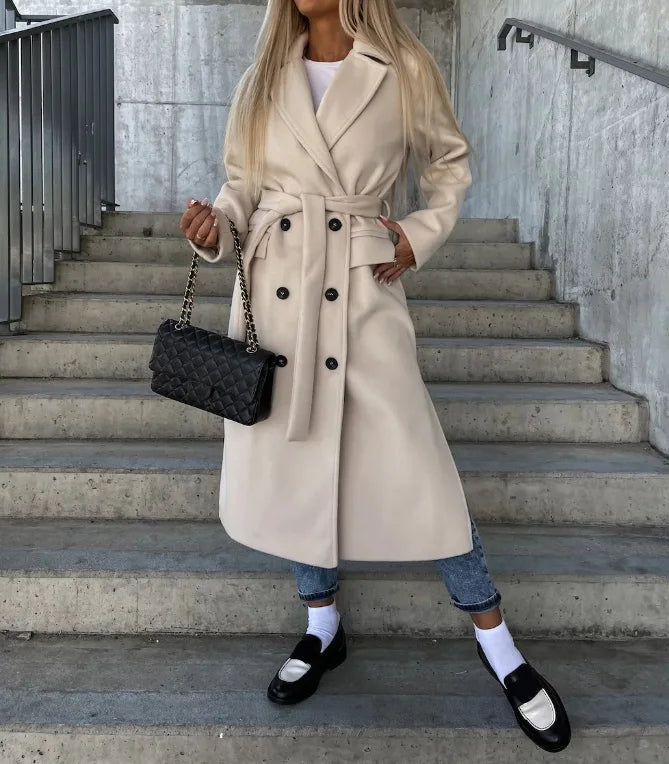 Damen Wintermantel elegant für den Herbst in Khaki