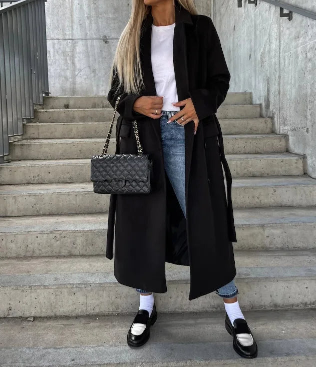 Damen Wintermantel elegant für den Herbst in Schwarz