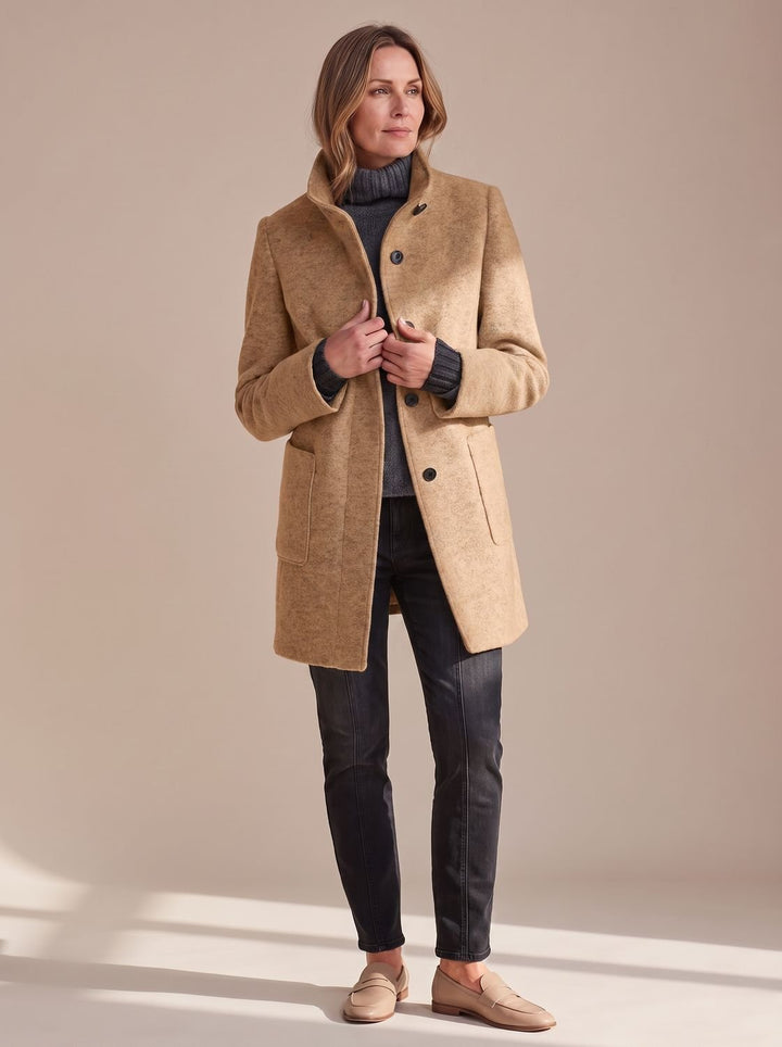 Damen Wintermantel elegant strukturiert vielseitig in Braun