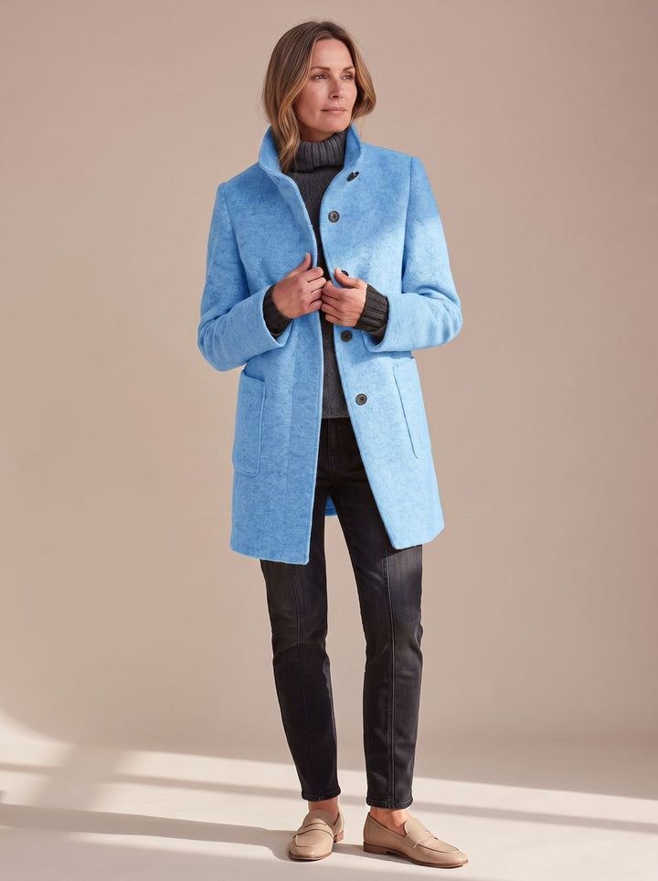 Damen Wintermantel elegant strukturiert vielseitig in Hellblau