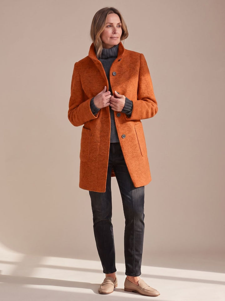 Damen Wintermantel elegant strukturiert vielseitig in Orange