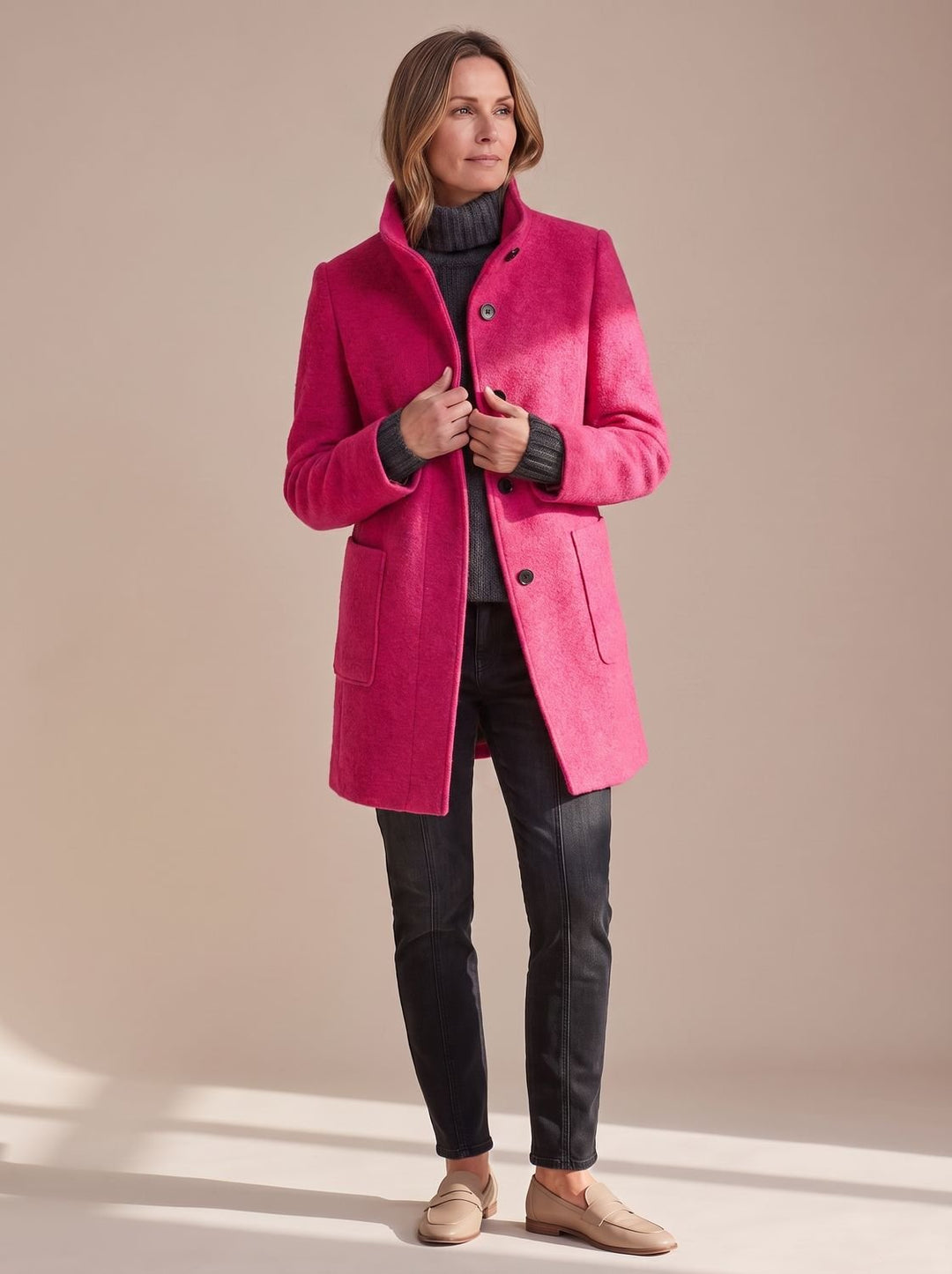Damen Wintermantel elegant strukturiert vielseitig in Rot
