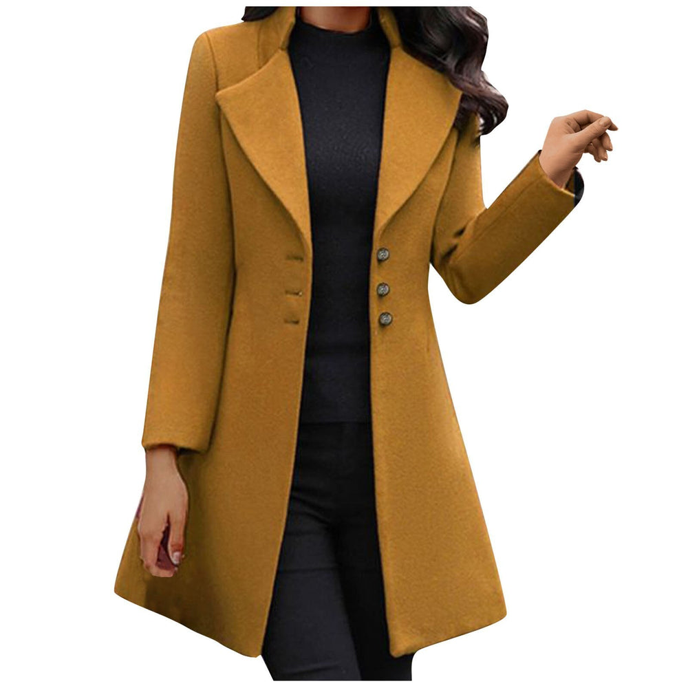 Damen Wintermantel elegant und lang in Gelb