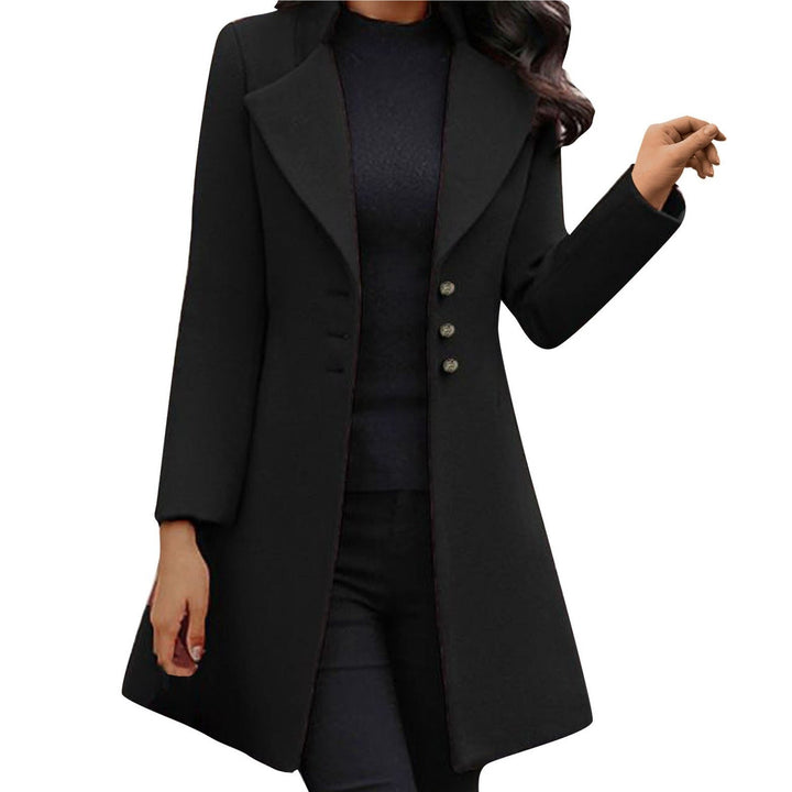 Damen Wintermantel elegant und lang in Schwarz