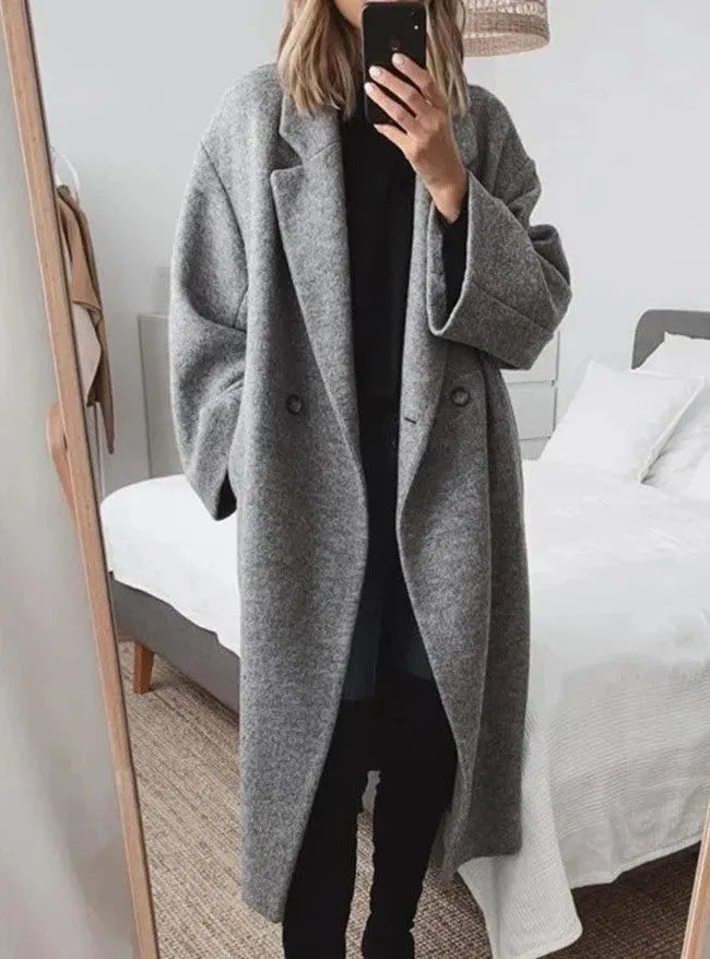 Damen Wintermantel im eleganten Oversized-Stil in Grau
