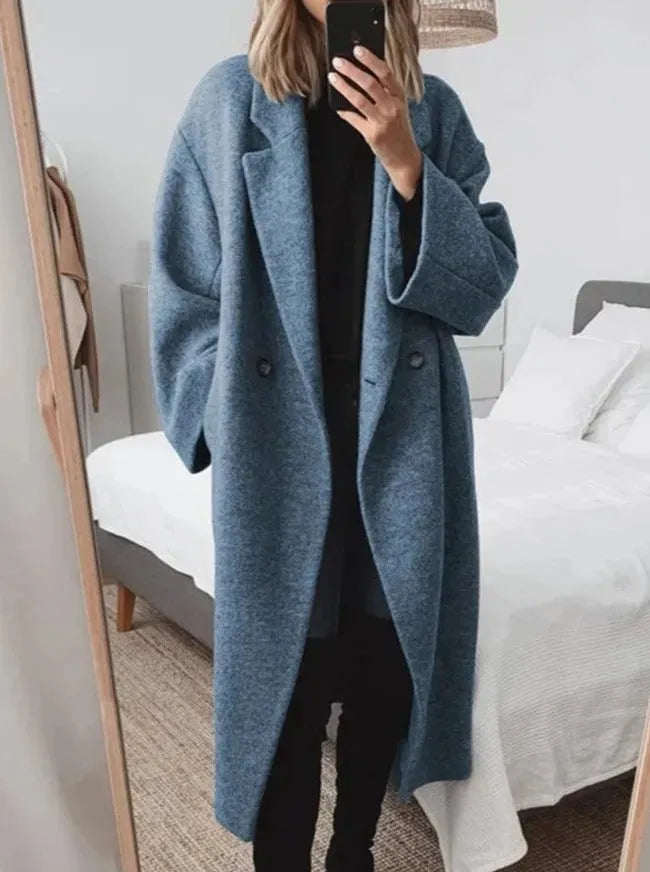 Damen Wintermantel im eleganten Oversized-Stil in Marineblau