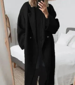 Damen Wintermantel im eleganten Oversized-Stil in Schwarz