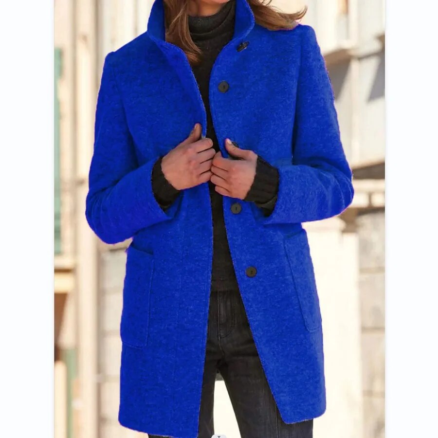 Damen Wintermantel in Klassischem Wollmix in Blau