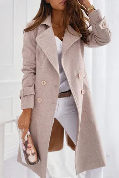 Damen Wintermantel Klassisch aus Wollstoff in Beige