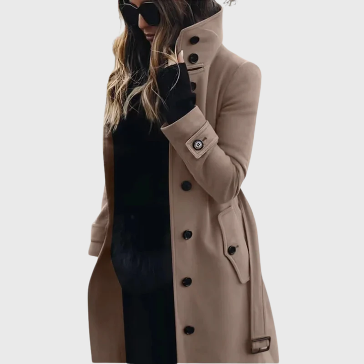 Damen Wintermantel lange klassischer Stil in Beige