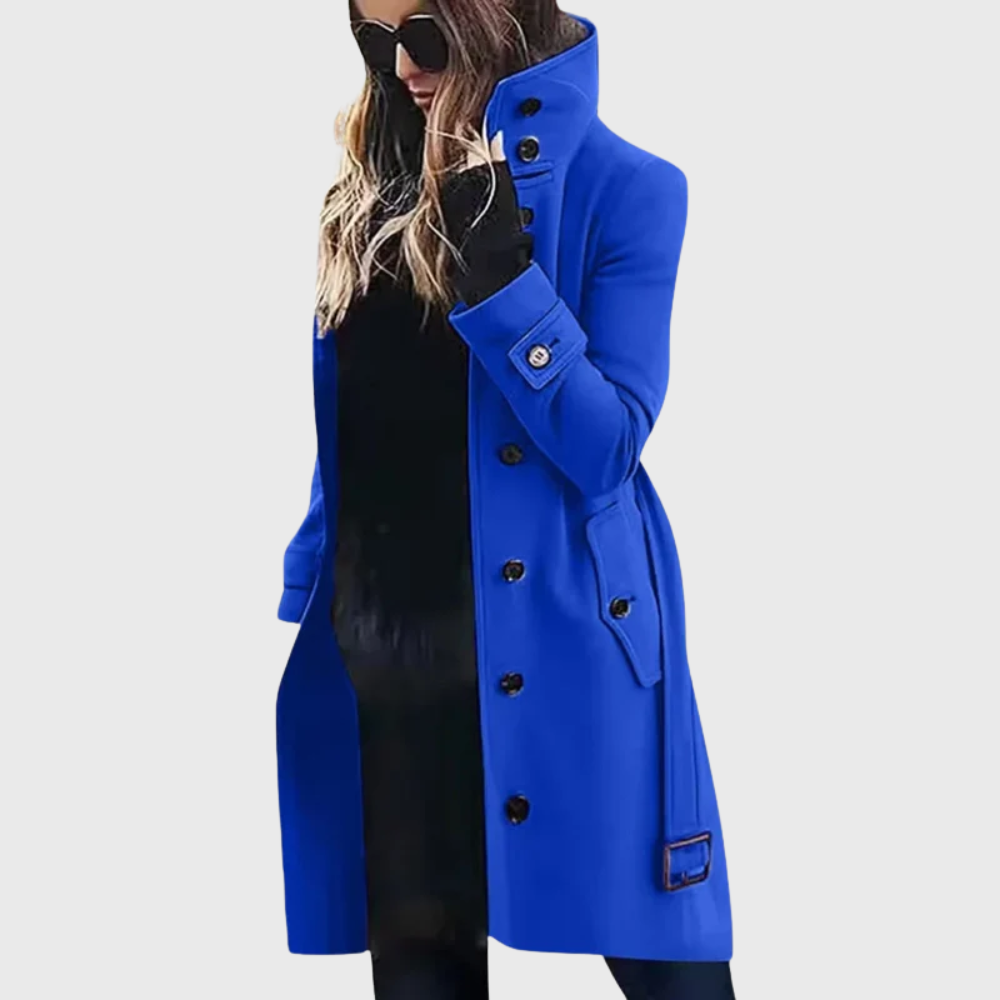 Damen Wintermantel lange klassischer Stil in Blau