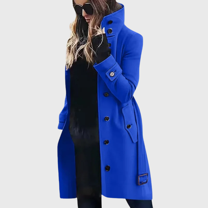 Damen Wintermantel lange klassischer Stil in Blau