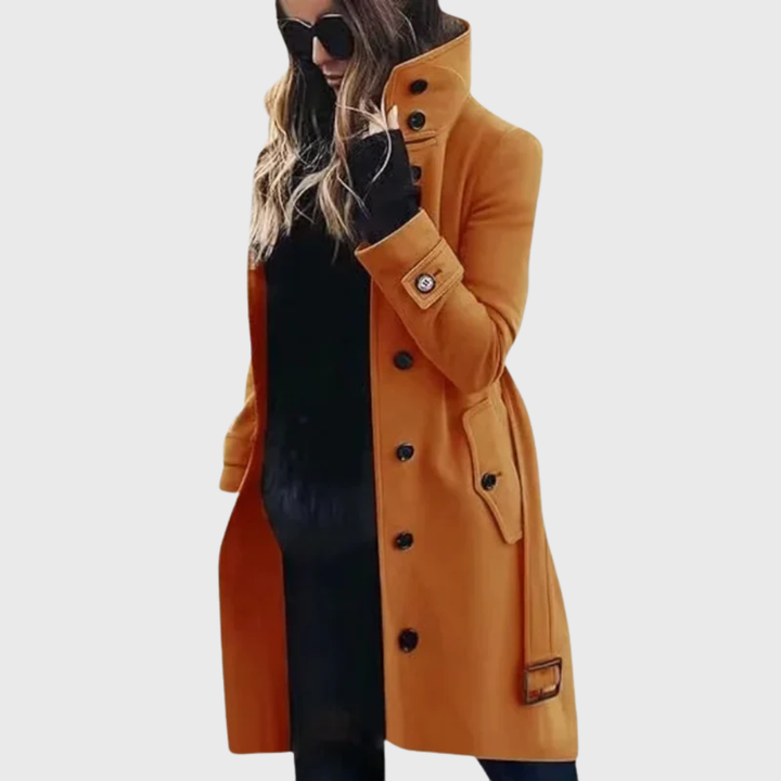 Damen Wintermantel lange klassischer Stil in Orange