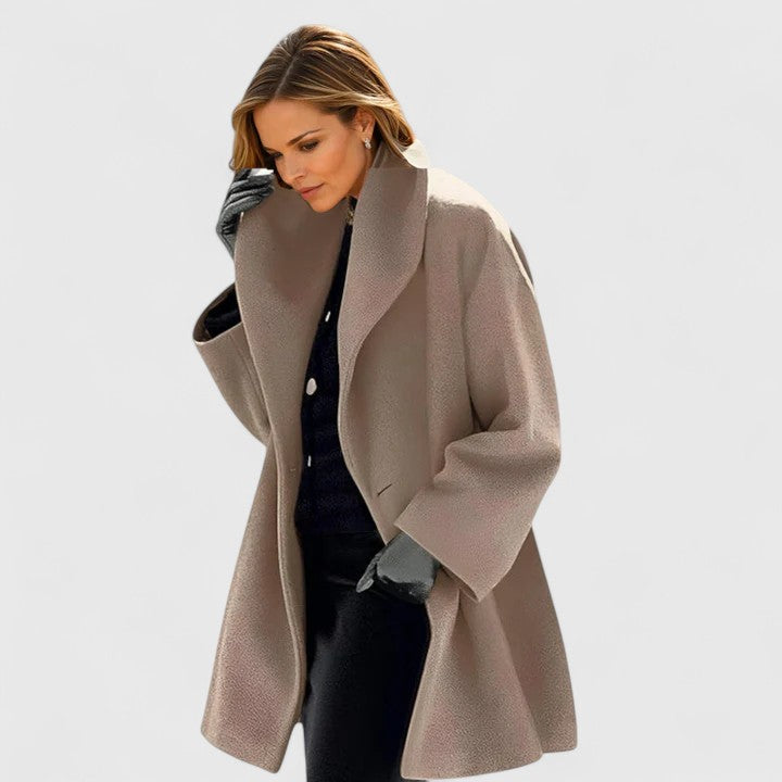 Damen Wintermantel locker elegant mit Knopfleiste in Khaki