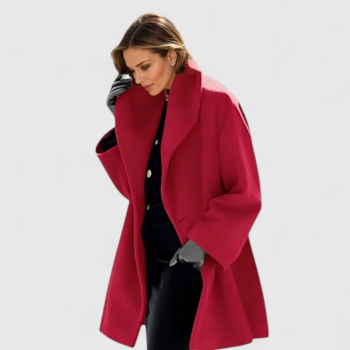 Damen Wintermantel locker elegant mit Knopfleiste in Rot