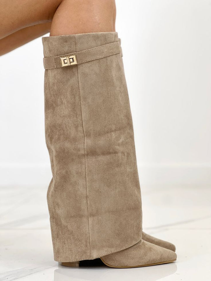 Damen Winterschuhe elegante Lederkniestiefel Spitzschuh-Design (6)