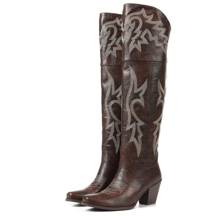 Damen Winterschuhe im klassischen Western-Stil in Braun