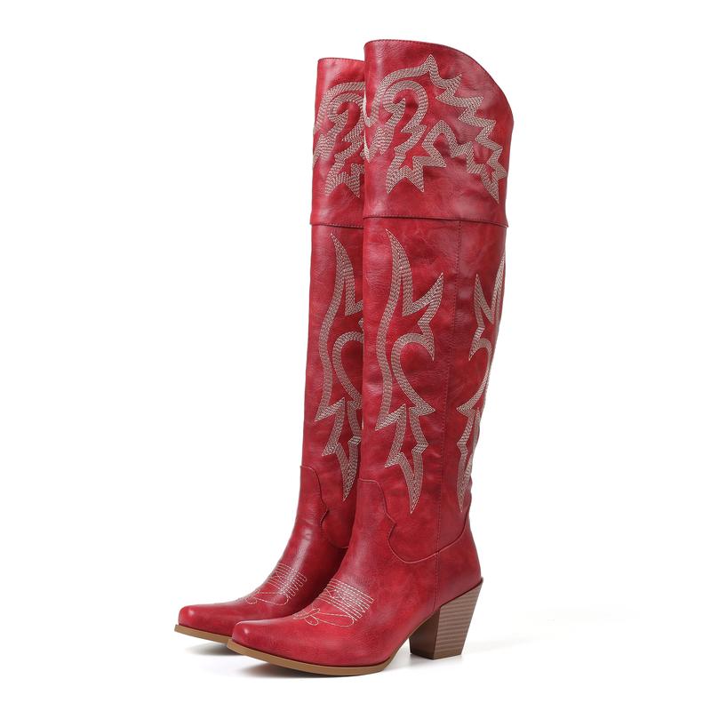 Damen Winterschuhe im klassischen Western-Stil in Rot