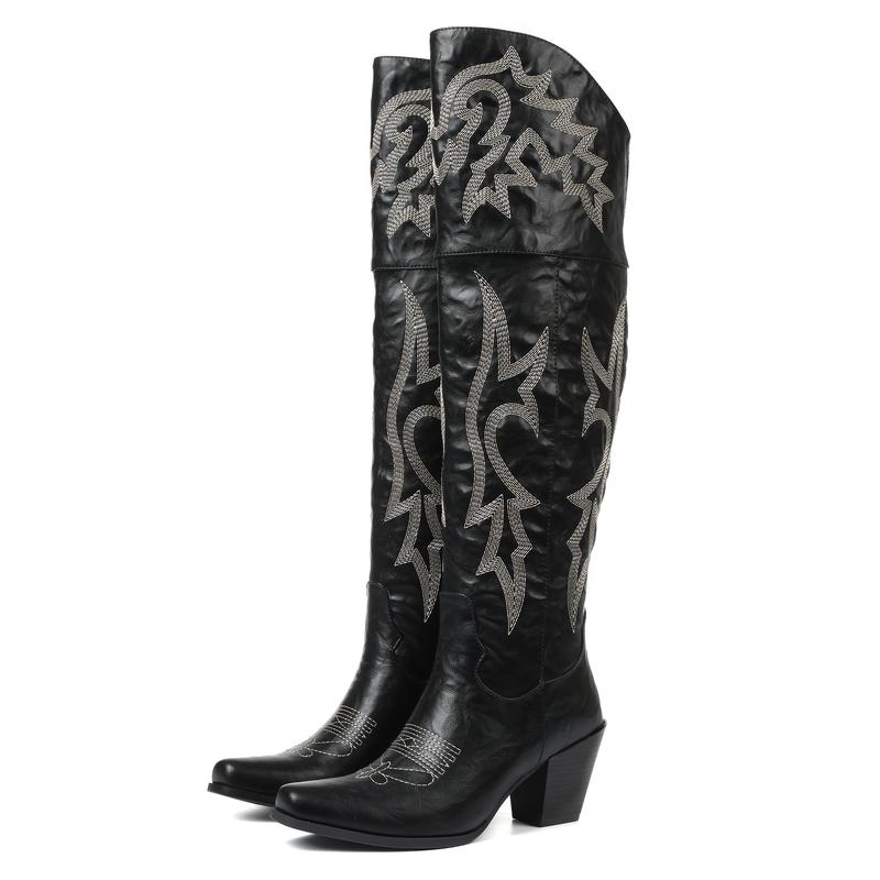 Damen Winterschuhe im klassischen Western-Stil in Schwarz