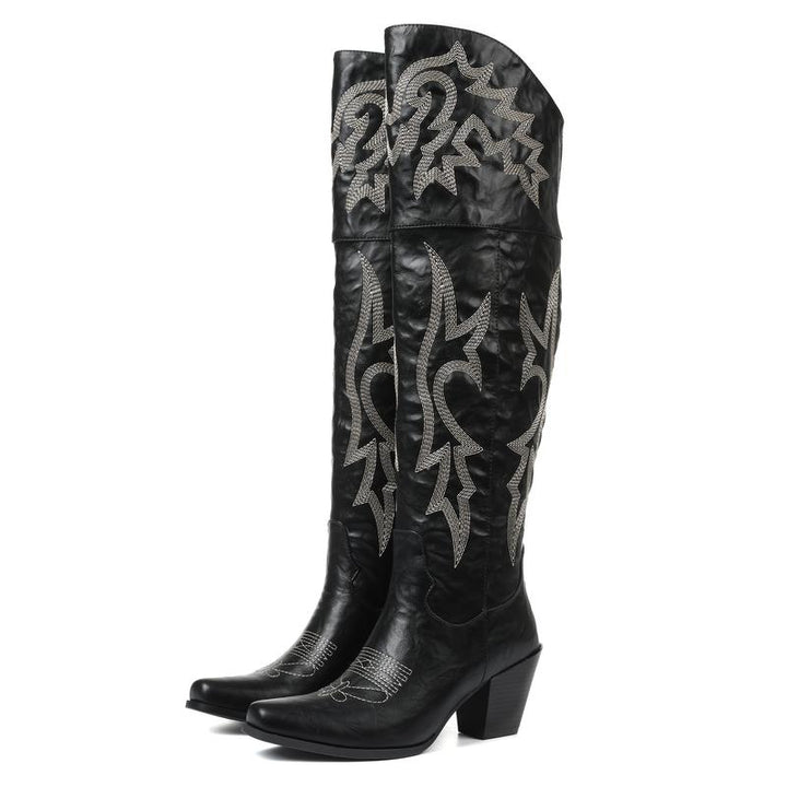 Damen Winterschuhe im klassischen Western-Stil in Schwarz