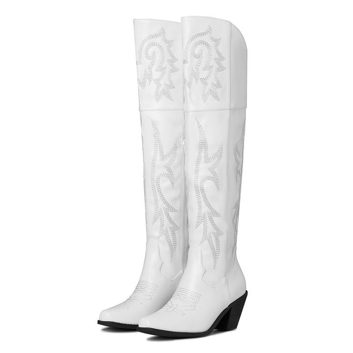 Damen Winterschuhe im klassischen Western-Stil in Weiß