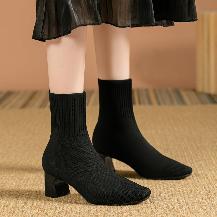 Damen Winterschuhe Stiefeletten mit Blockabsatz und Reißverschluss (11)