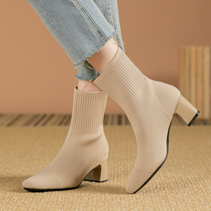 Damen Winterschuhe Stiefeletten mit Blockabsatz und Reißverschluss (13)