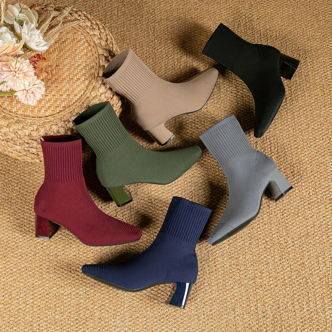 Damen Winterschuhe Stiefeletten mit Blockabsatz und Reißverschluss (3)