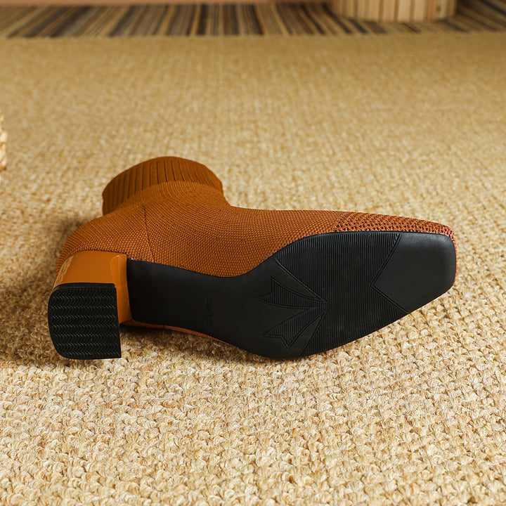 Damen Winterschuhe Stiefeletten mit Blockabsatz und Reißverschluss (6)