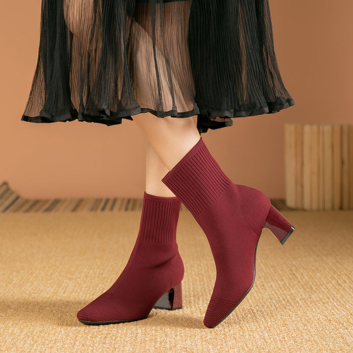 Damen Winterschuhe Stiefeletten mit Blockabsatz und Reißverschluss (9)
