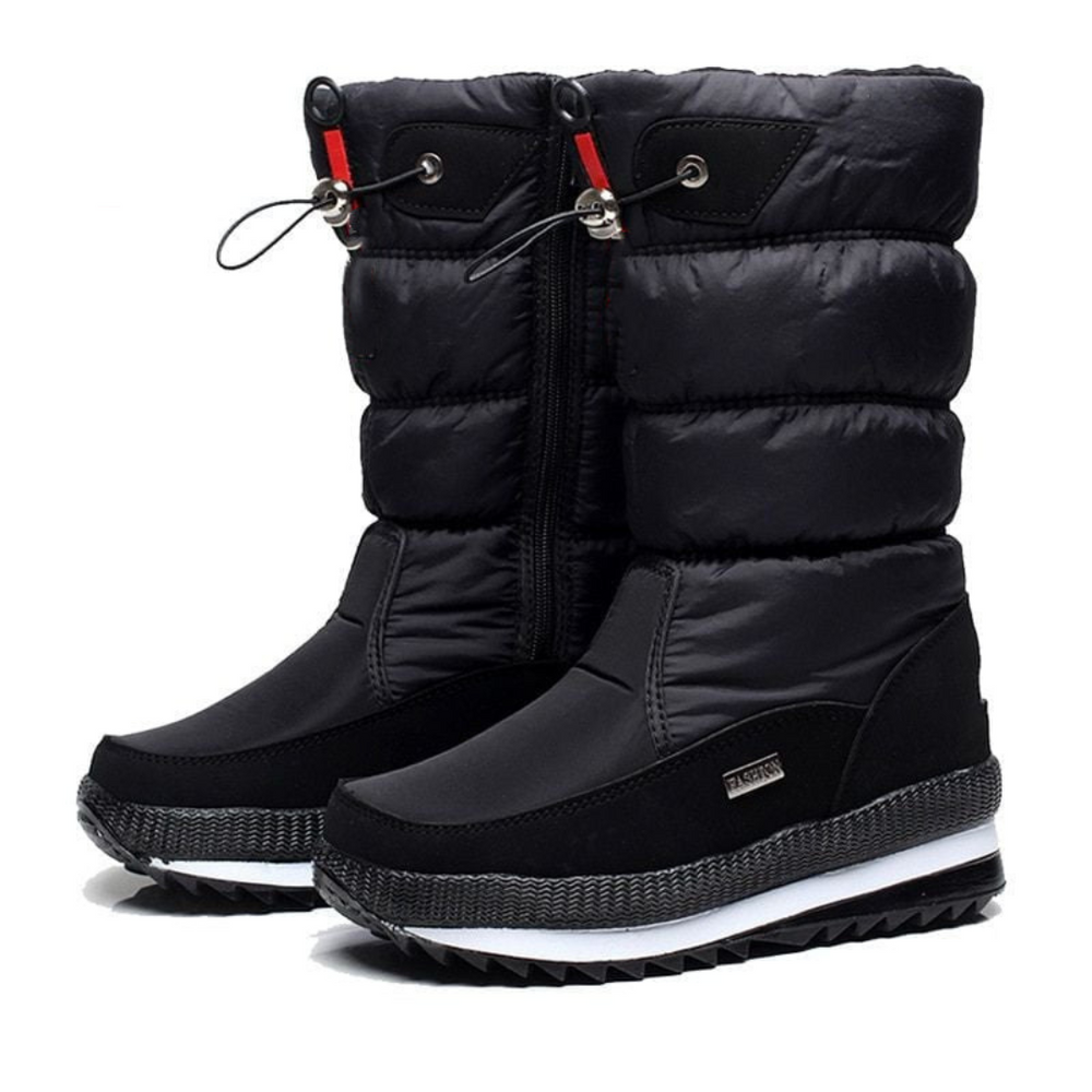 Damen Winterschuhe Wasserdicht mit Rutschfester Sohle in Schwarz