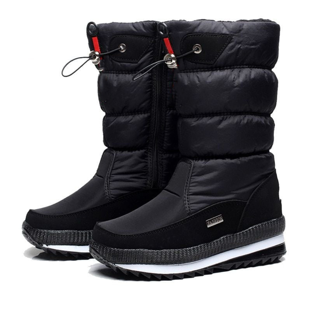 Damen Winterschuhe Wasserdicht mit Rutschfester Sohle in Schwarz