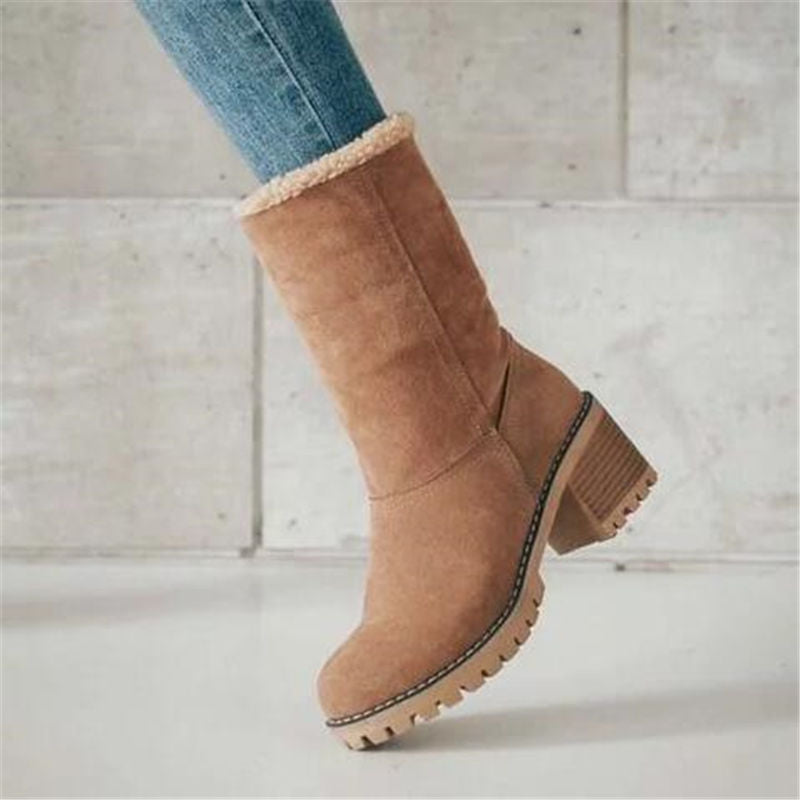 Damen Winterstiefel Gefüttert Wasserdicht Warm in Braun