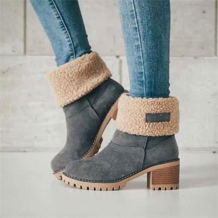 Damen Winterstiefel Gefüttert Wasserdicht Warm in Grau
