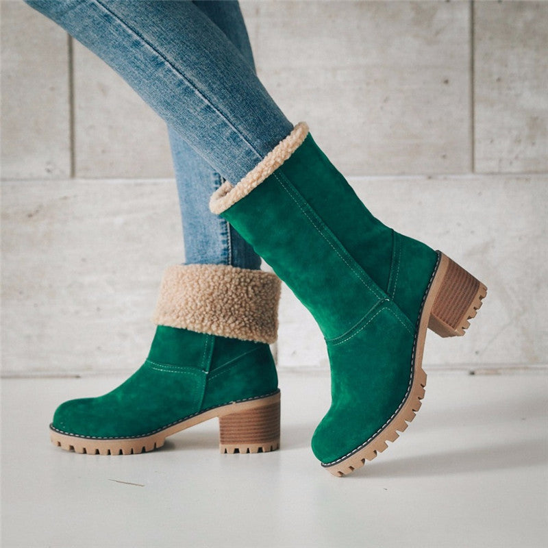 Damen Winterstiefel Gefüttert Wasserdicht Warm in Grün