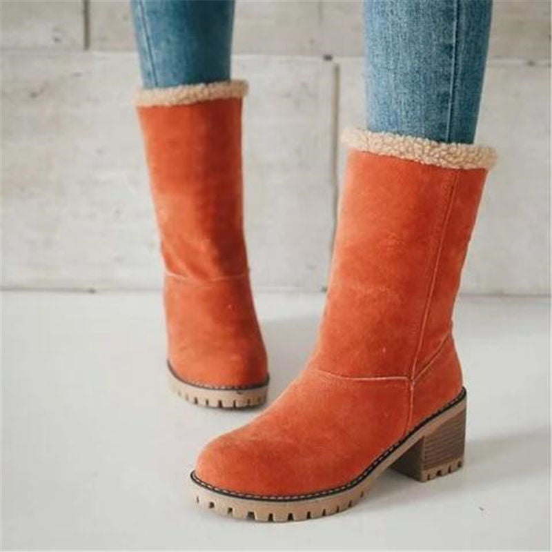 Damen Winterstiefel Gefüttert Wasserdicht Warm in Orange