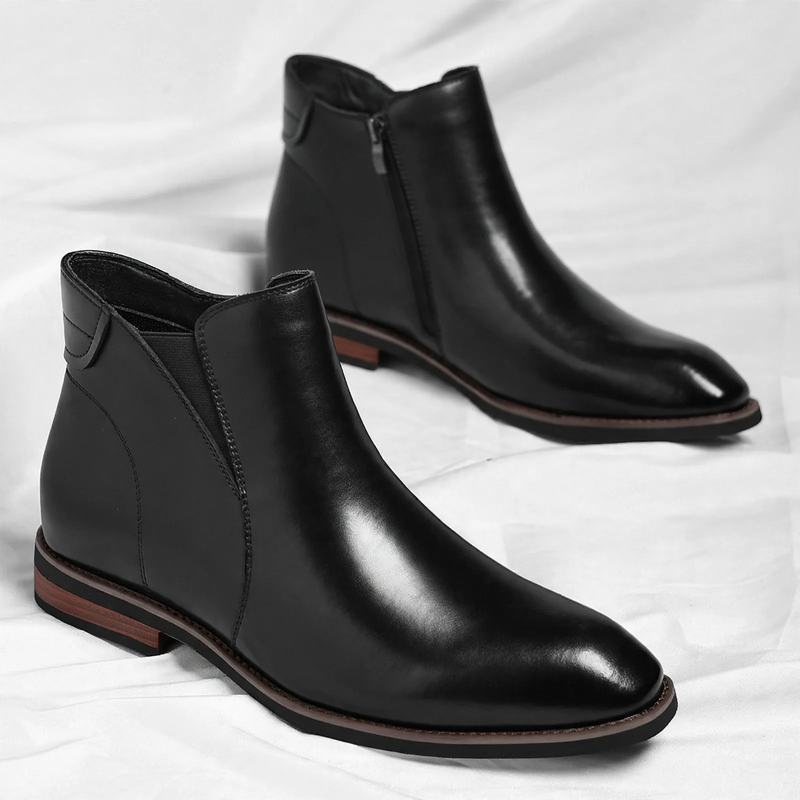 Damen Winterstiefeletten aus Kunstleder mit Reißverschluss in Schwarz, Fleece-gefüttert