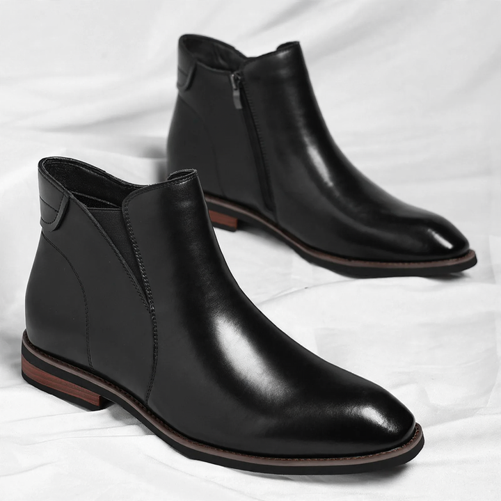 Damen Winterstiefeletten aus Kunstleder mit Reißverschluss in Schwarz, Fleece-gefüttert