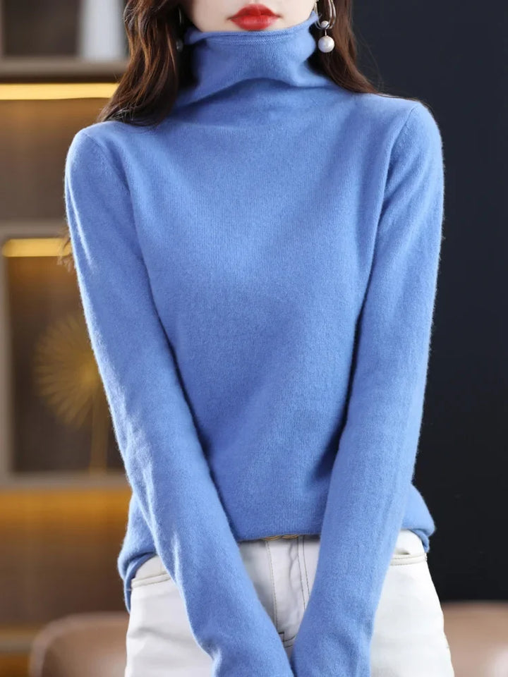 Damen Wollstrick-Pullover für kalte Tage in Blau