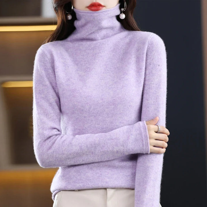 Damen Wollstrick-Pullover für kalte Tage in Flieder