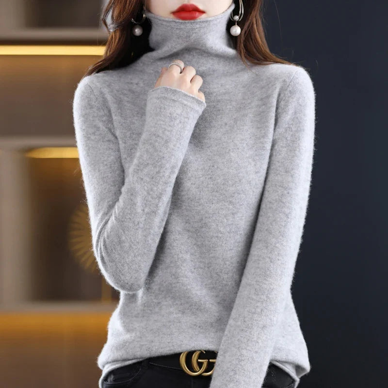 Damen Wollstrick-Pullover für kalte Tage in Grau