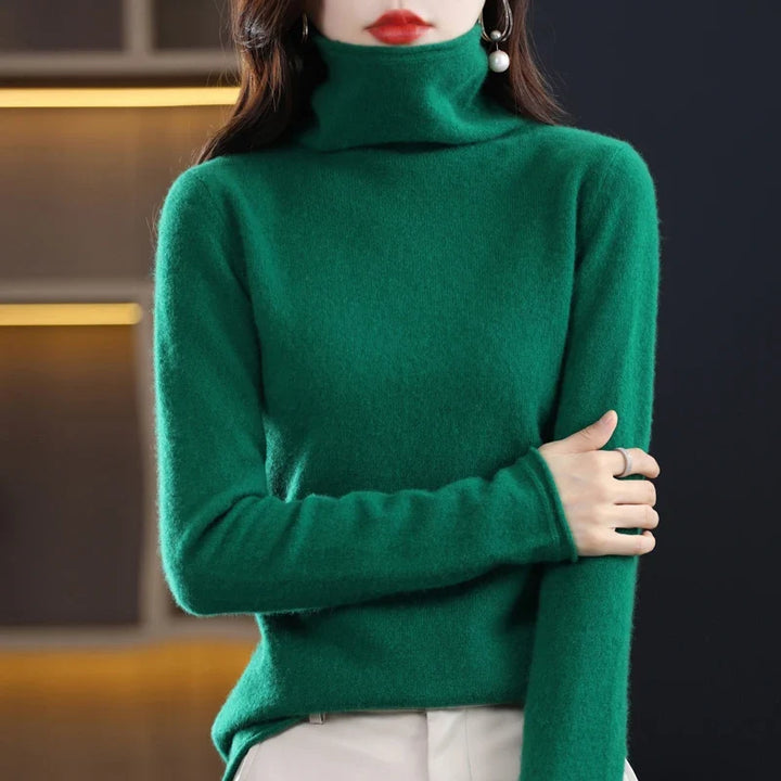 Damen Wollstrick-Pullover für kalte Tage in Grün