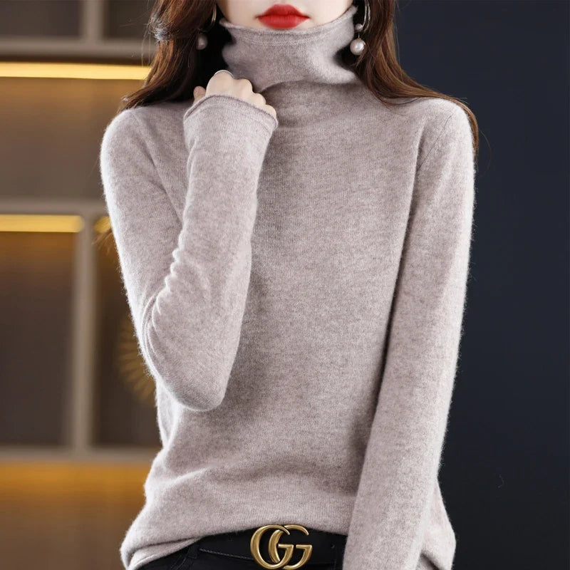 Damen Wollstrick-Pullover für kalte Tage in Hellgrau
