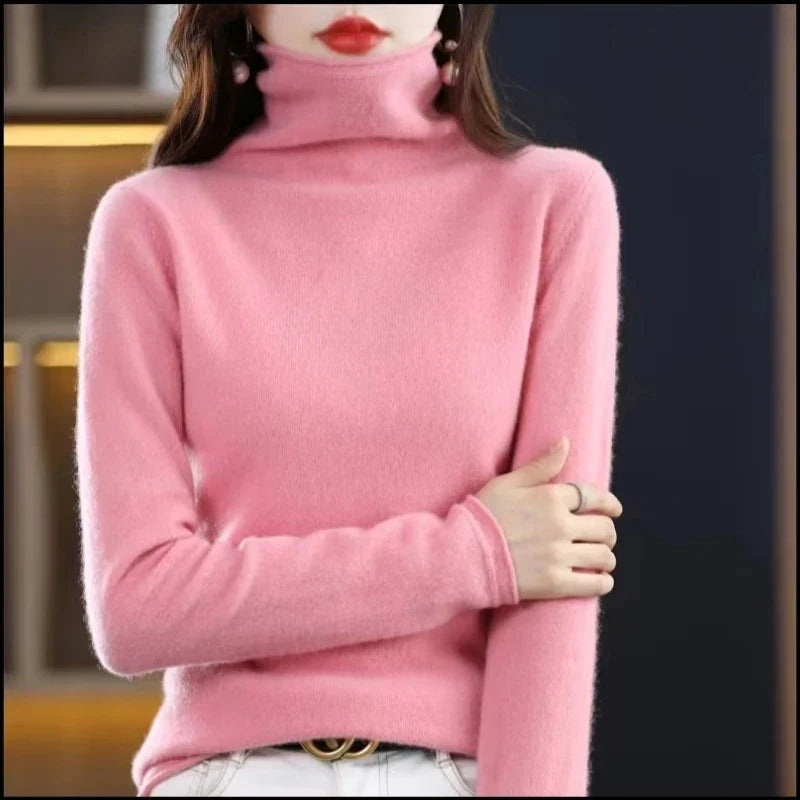 Damen Wollstrick-Pullover für kalte Tage in Hellrosa