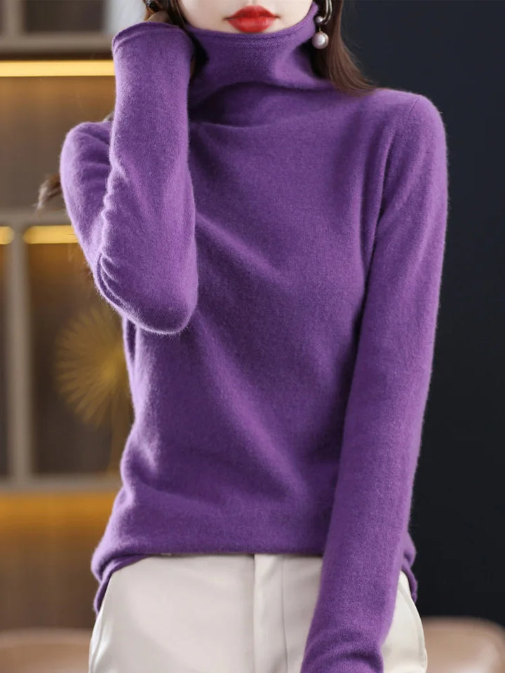 Damen Wollstrick-Pullover für kalte Tage in Lila