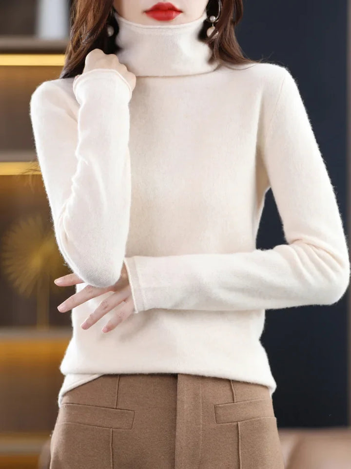 Damen Wollstrick-Pullover für kalte Tage in Reis